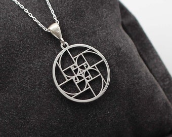 Collier en argent sterling 925 avec symbole de Fibonacci - Pendentif de Fibonacci - Figurine de Fibonacci en argent