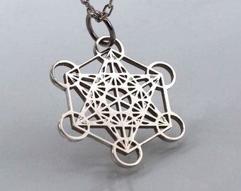 Metatron Symbol 925 Sterling Silver Necklace - 25 mm Minimal Metatron Pendant - Silver in Metatron - Sacred Yoga Pendant - Metatron Figure