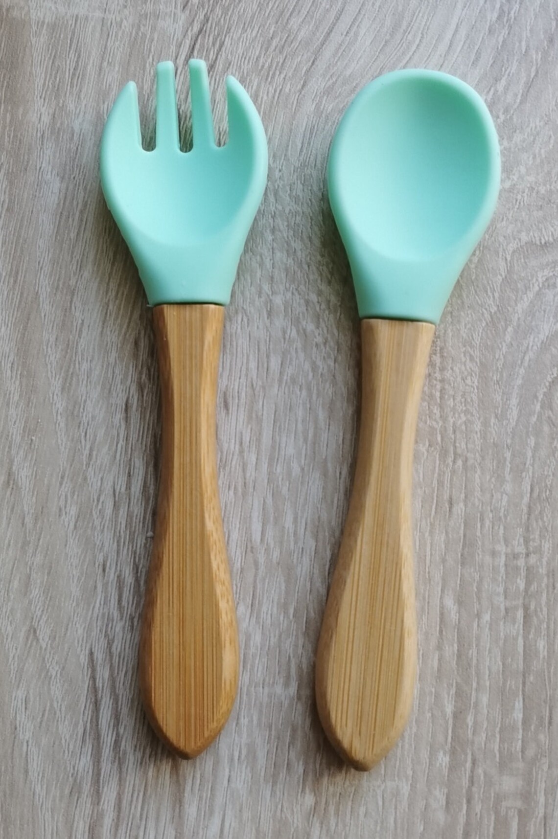 A customizable set of 2 cutlery made of wood and silicone Etsy