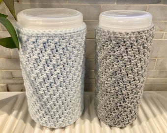 Cleaning wipes cover | Handmade, modern, crochet canister sleeve for bathroom, kitchen, living room