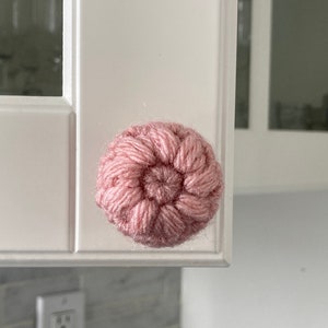 Handmade Crochet Flower Cabinet Knob Cover: Padded Dresser Handle Accessory