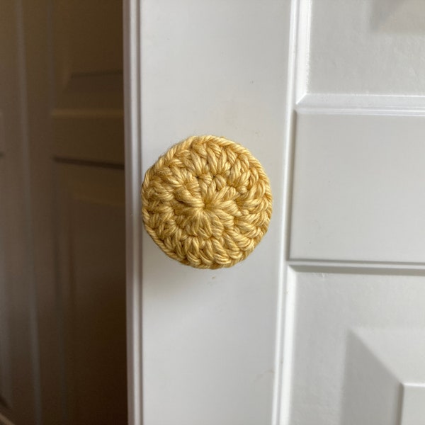 Crochet cabinet door knob cover | Handmade protector for 1.25-1.5 inch round drawer pulls | Custom colors in acrylic or cotton yarn