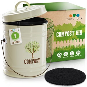 Kitchen Compost Bin, Countertop Compost Bin With Inner Pail Liner, Small Compost  Bin, Includes Charcoal Filter, Cream Color 