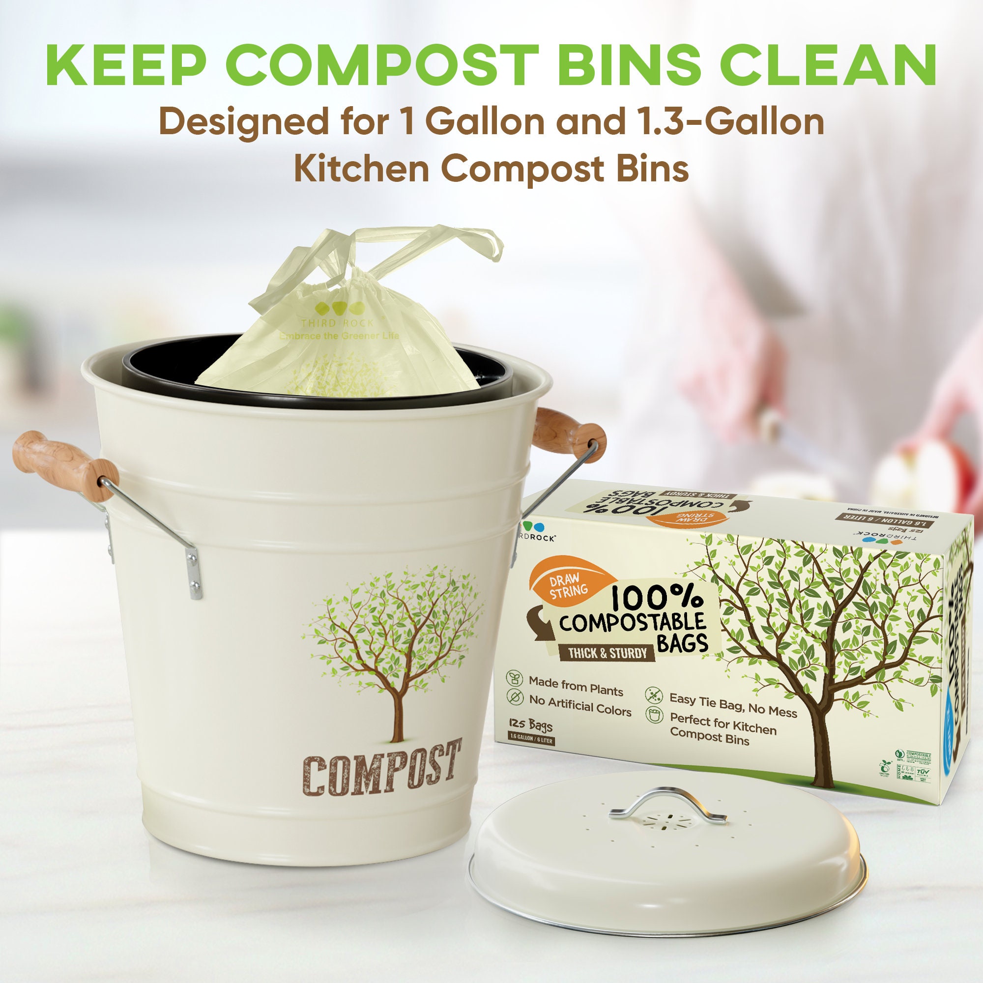 1 Gallon Trash Bags Biodegradable,125 Counts Drawstring Mini Trash  Bags,Strong Small Compostable Trash Bags Small Bathroom Trash Bags for Home  Kitchen