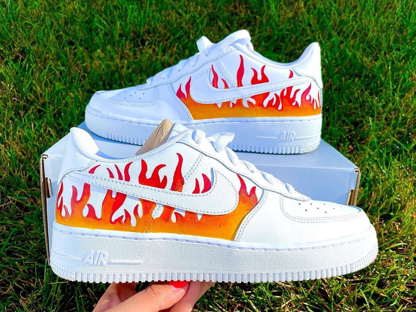 Reflective Flames White Nike Air Force 1 Custom Air Force 1s 