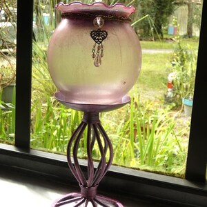 12in x 5in Pink Handmade Solar Garden Light