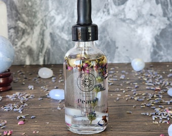 Peace Intention Oil - Peace Oil - Oil with Crystals and Herbs - Meditation Oil - Organic Fractionated Coconut Oil