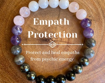 Empath Protection Bracelet - Moonstone - Black Tourmaline - Hematite - Labradorite - Amethyst - Rose Quartz - Empath Bracelet