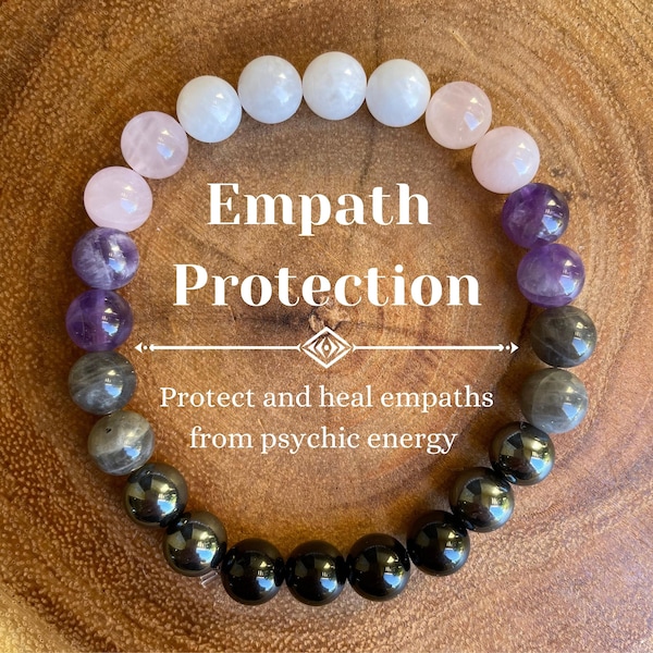 Empath Protection Bracelet - Moonstone - Black Tourmaline - Hematite - Labradorite - Amethyst - Rose Quartz - Empath Bracelet