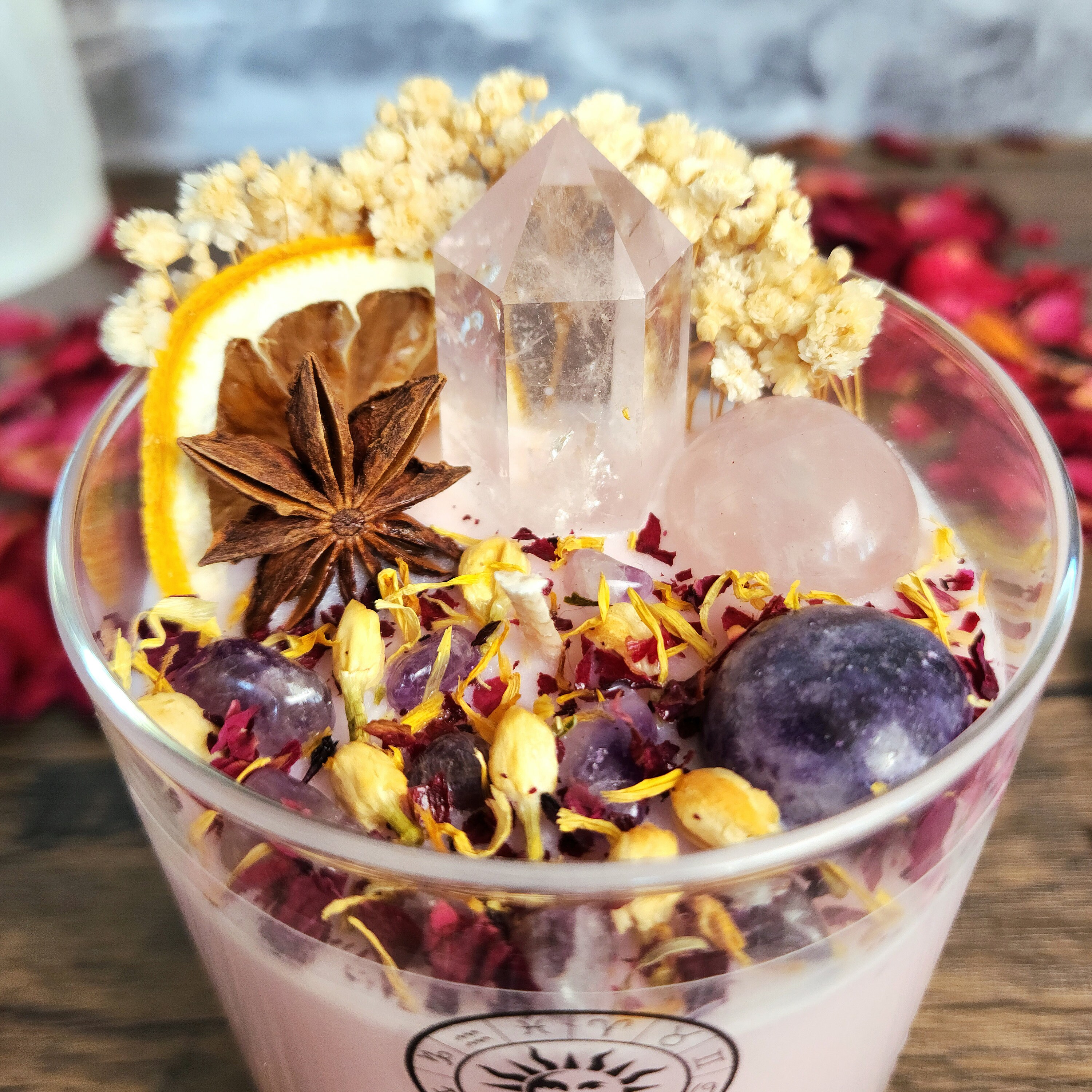 Self Love Crystal Candle – Honeysuckle Scented Soy Wax, Empowerment ...