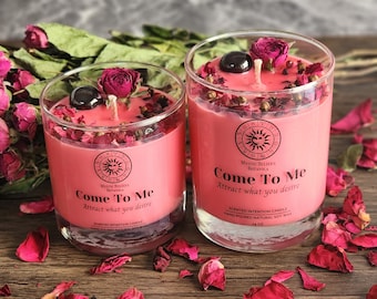 Come To Me Candle Intention Candle - Come To Me Spell - Love Intention Candle - Manifest Love & Attraction -  Romantic Gift - Garnet Candle