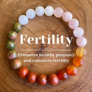 Fertility Bracelet - Healthy Pregnancy Bracelet - Maternal Protection -  Moonstone - Unakite - Carnelian - Rose Quartz - Red Jasper