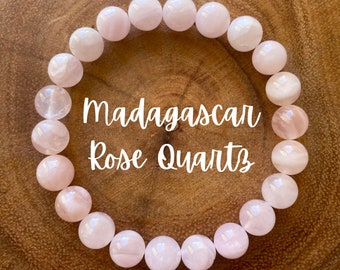 Madagascar Rose Quartz Bracelet - High Quality Rose Quartz Bracelet - Rose Quartz Gemstone Bracelet