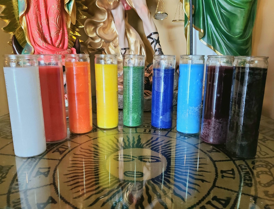 7 Day Candles One Color Tall Glass Prayer Candles Chakra Candles