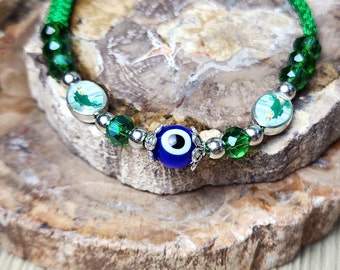 Protection Evil Eye Bracelet with Saint Jude Image - Evil Eye Jewelry - Spiritual Protection Bracelet - Religious Jewelry