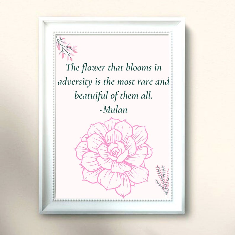 Disney's Mulan Quote flower Print Room Decor Etsy