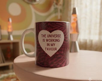 White Heart Quote Mug | Burgundy Textured Background, 11oz or 15oz Ceramic
