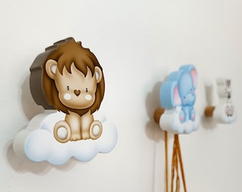 Hand Painted Safari Animal Wall Hook: Nursery Decor