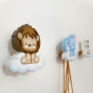 safari wall hook, nursery animal decor, elephant wall hook, hippo, giraffe hook, lion, zebra, hand painted wooden coat hook, kids furniture