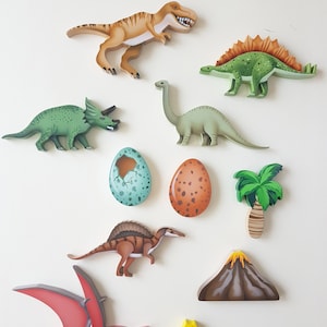 Handbemalte Dinosaurier Holzknöpfe: Kinderzimmer Schublade Knäufe