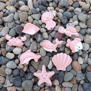 Pale Pink Sea Animal Drawer Knobs: Hand-Painted Nursery Decor, 9-Piece Set