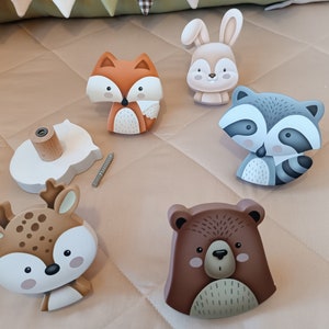 woodland animal wall hook, nursery decor, kids furniture, nursery gift, bear, fox, racoon, rabbit, deer, owl, hand painted wooden hook,1 pcs
