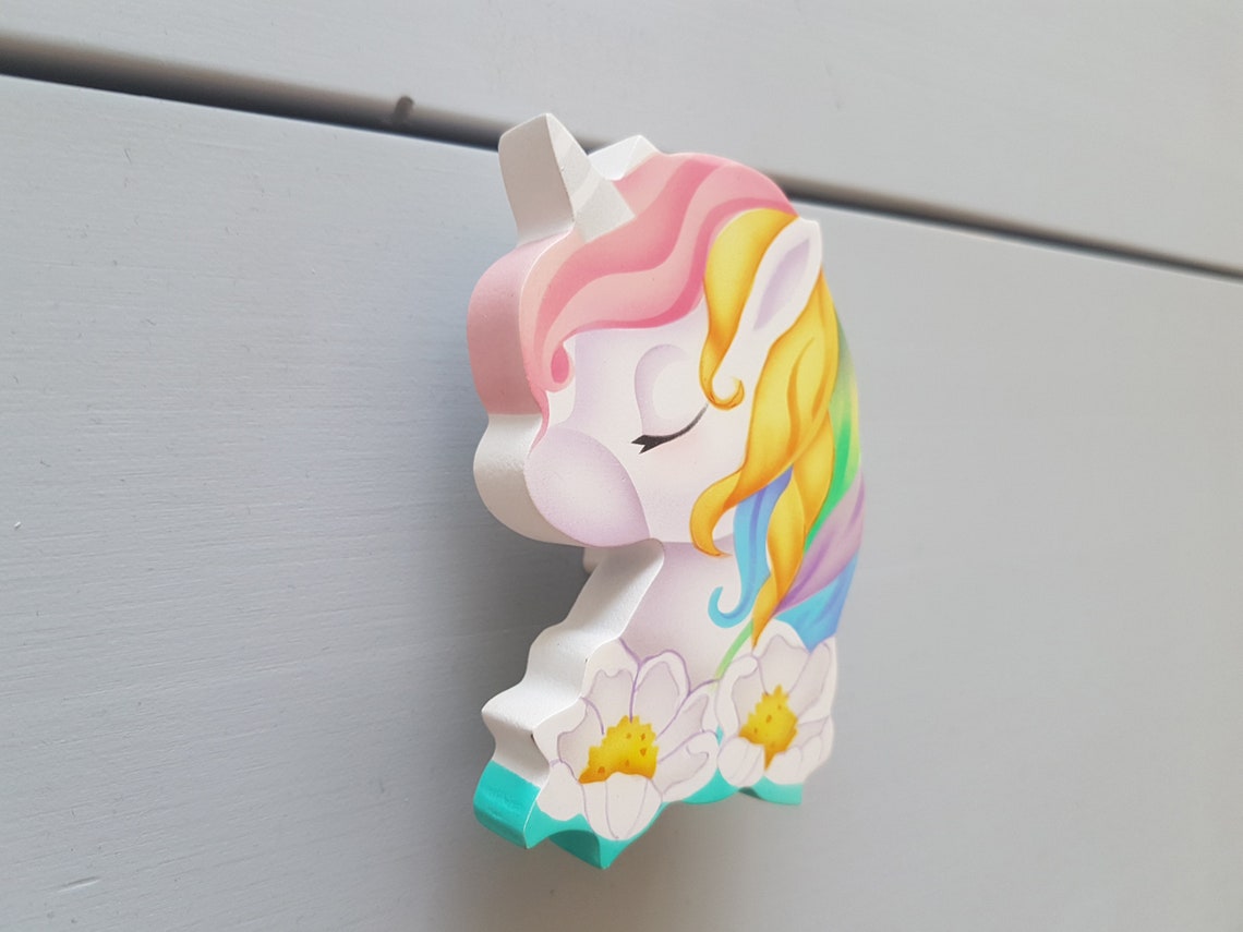 Hand Painted Unicorn Knobs Wood Drawer and Knob Etsy
