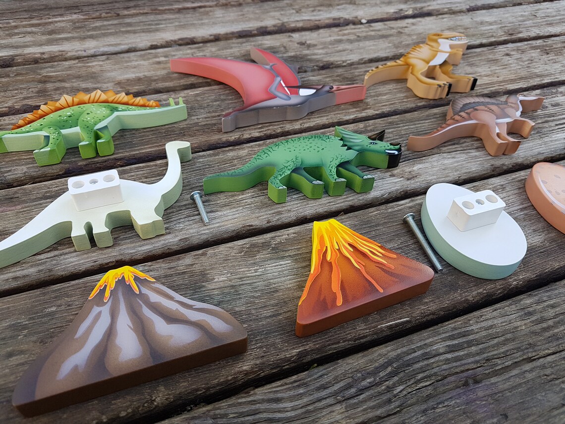 painted wood dinosaur cut outs