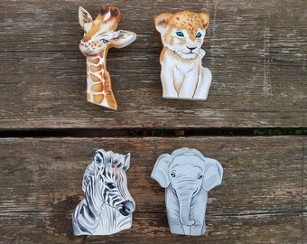 Hand Painted Safari Animal Knobs: Kids Nursery Decor