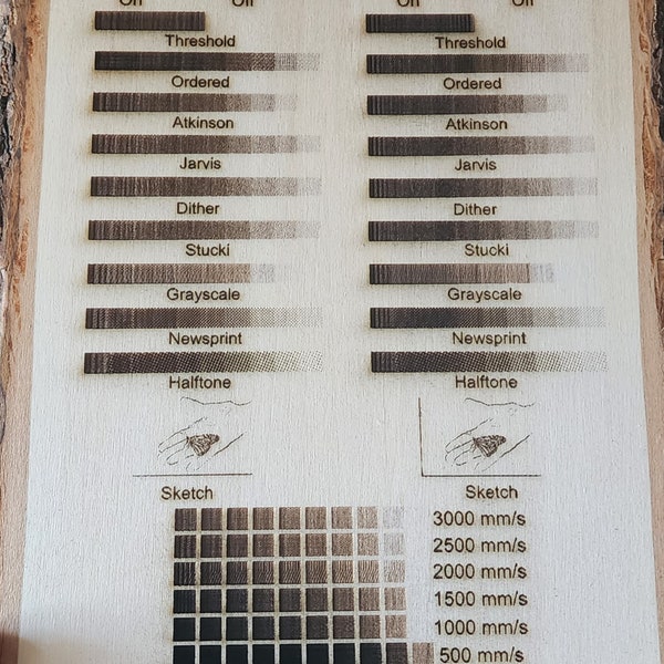 Image Mode Sample and Laser Power/Speed Scale