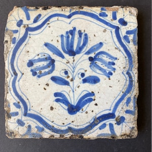 Antyczna płytka Delft 1660-1725 Pasterz rozmawiający z pasterką
