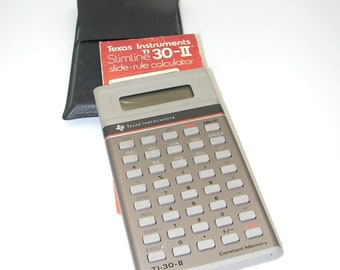 Vintage 80s Texas Instruments Slide-Rule Slimline Calculator TI-30-II Case Book