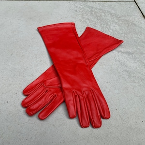 Guanti da supereroe LONG gauntlet in vera pelle/Rosso