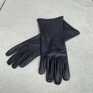Super hero medium length leather gloves for Cosplay/Black