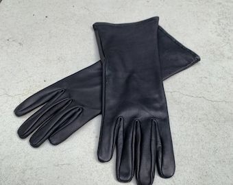 Super hero medium length leather gloves for Cosplay/Black