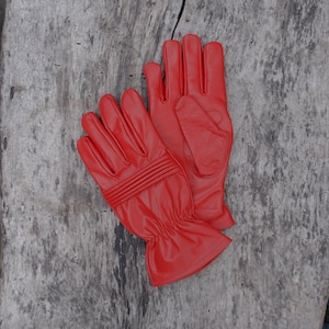 Ranger Hero Gloves for Cosplay/Short gauntlet/Top grain cowhide/Red