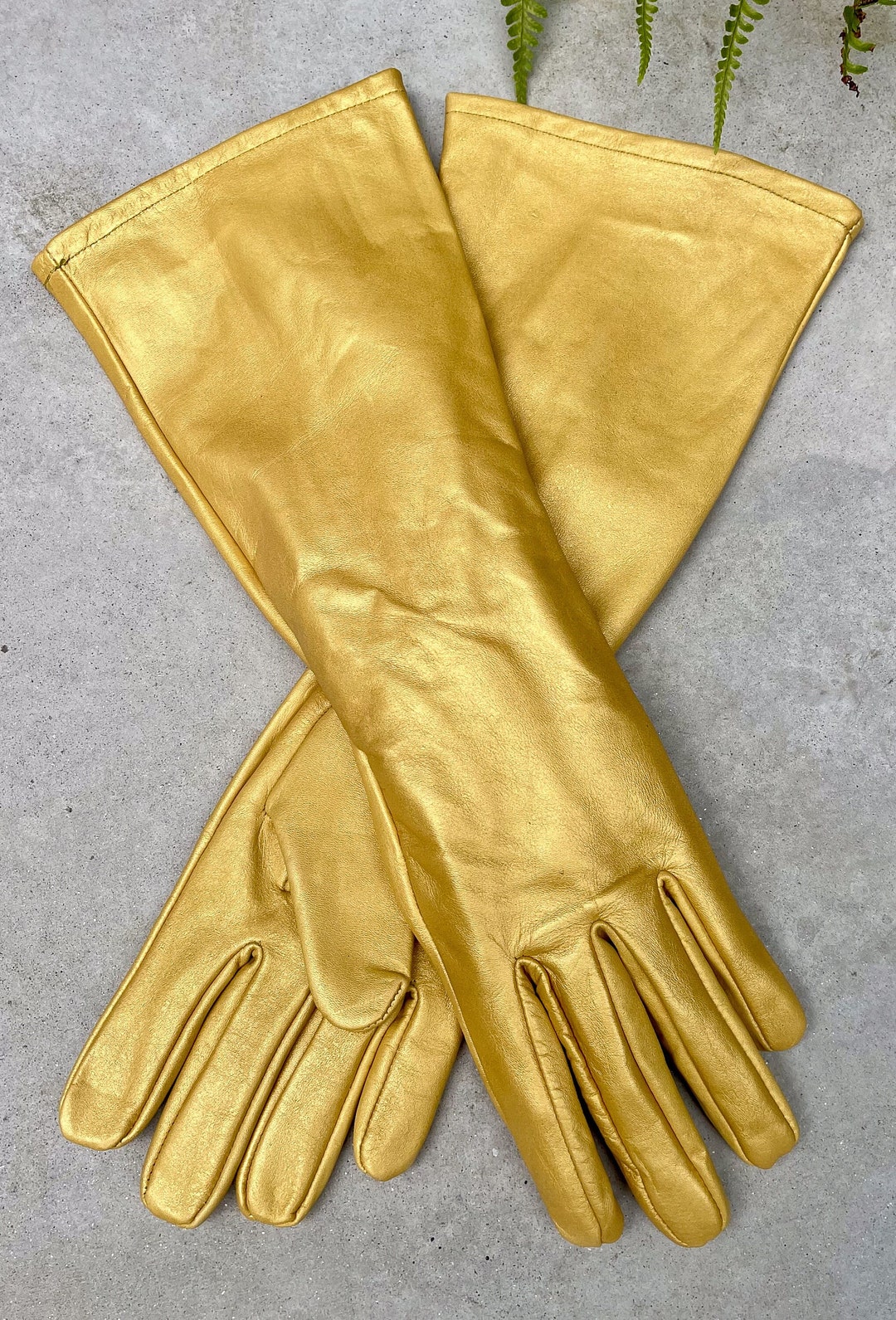 Super Hero Long Gauntlet Genuine Leather Gloves/gold - Etsy