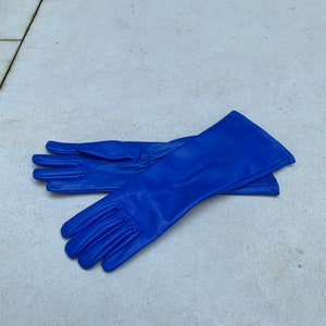 Super hero long gauntlet genuine leather gloves/Blue