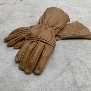 Leather Gloves for Power Rangers Kamen Rider Cosplay/Long gauntlet/Top grain cowhide/Brown