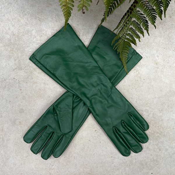 Super hero long gauntlet genuine leather gloves/GREEN