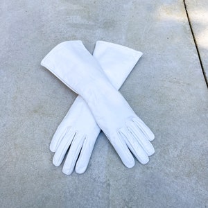 Guanti in pelle con polsino lungo da supereroe per Cosplay/Bianco