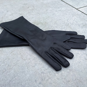 Super hero long cuff leather gloves for Cosplay/Black