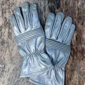 Leather Gloves for Power Rangers Cosplay/Short gauntlet/Top grain cowhide/Silver