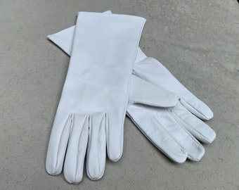 Cosplay leather gloves /White/medium length