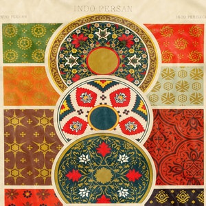 THROW BLANKET Indo-Persian Pattern by Albert Racinet 1888 Soft Cozy Comfort Zig-Zag Floral Paisley Red Black Orange Vintage Hygge Design