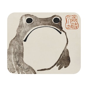 Unimpressed Frog Meika Gafu by Matsumoto Hoji 1814 Sad Depressed Unhappy Japanese Ukiyo-e Painting Funny Humor Silly | Vintage Art Mouse Pad