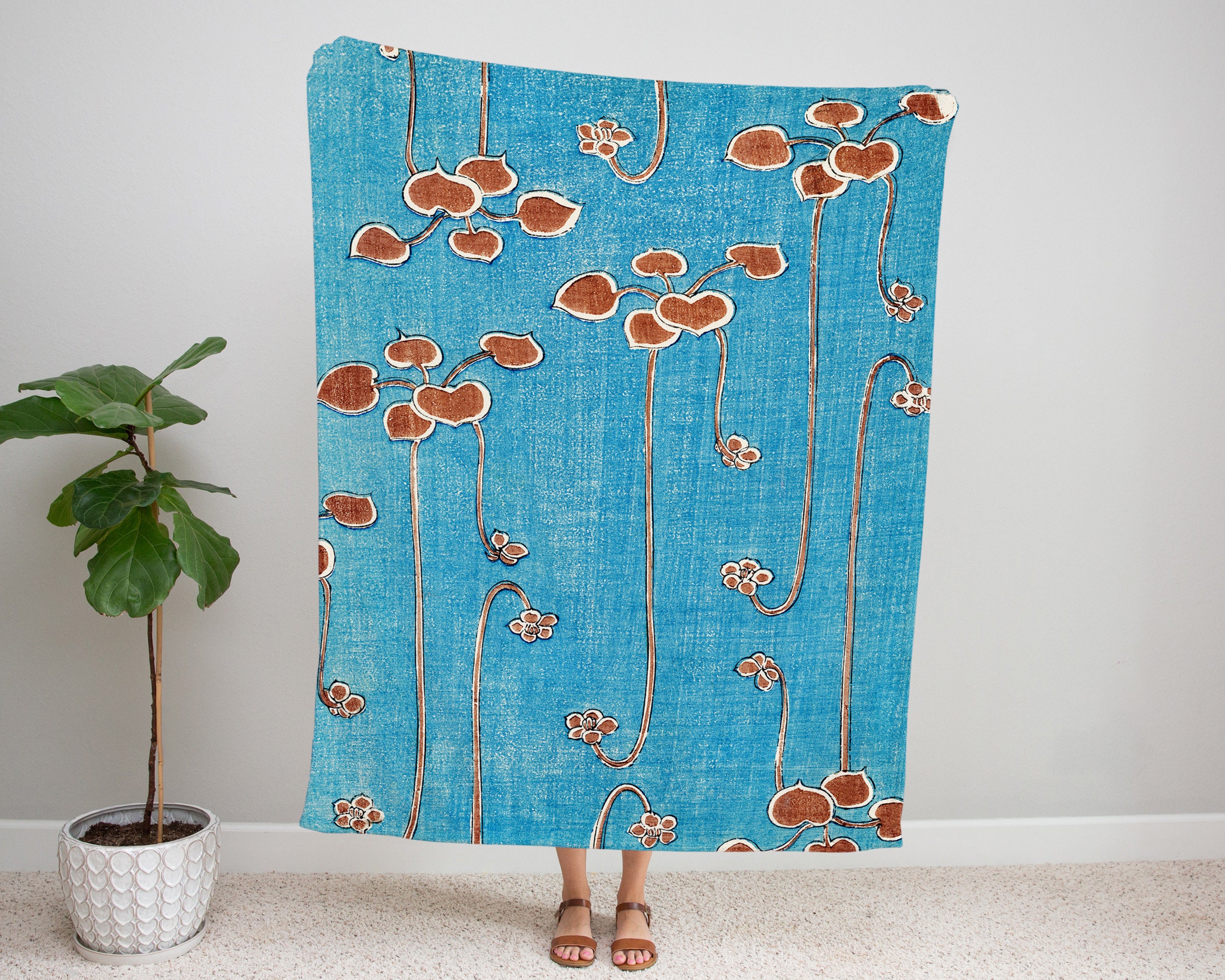 THROW BLANKET Vines From Bijutsu Sekai by Watanabe Seitei Etsy