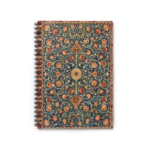 Holland Park Carpet by William Morris 1834-1896 Beautiful Colorful Abstract Floral Spiral Notebook Ruled Line Paper A5 6x8 Inch Size Journal