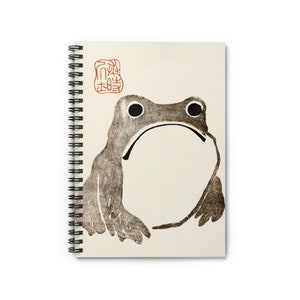 Unimpressed Frog Meika Gafu by Matsumoto Hoji 1814 Sad Depressed Unhappy Frown Face Spiral Notebook Rule Line Paper A5 6x8 Inch Size Journal