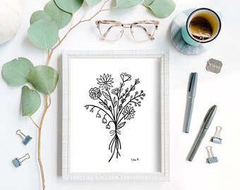 Assorted Flowers Print MATTE recyceltes Papier